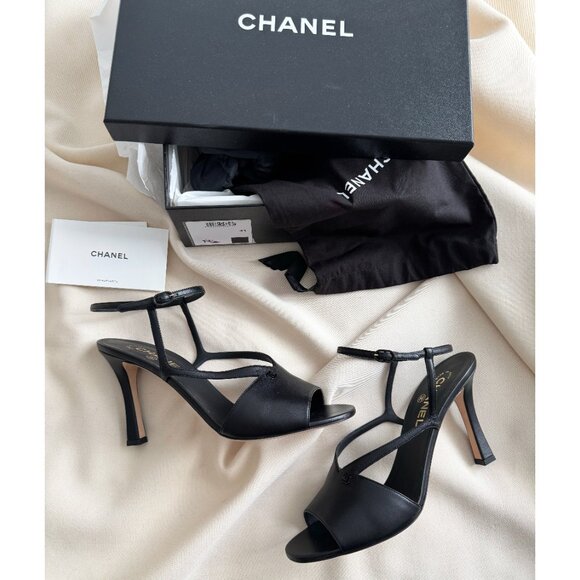 Chanel High Heel Ankle Strap Sandals in Black, size 41C - Picture 6 of 15